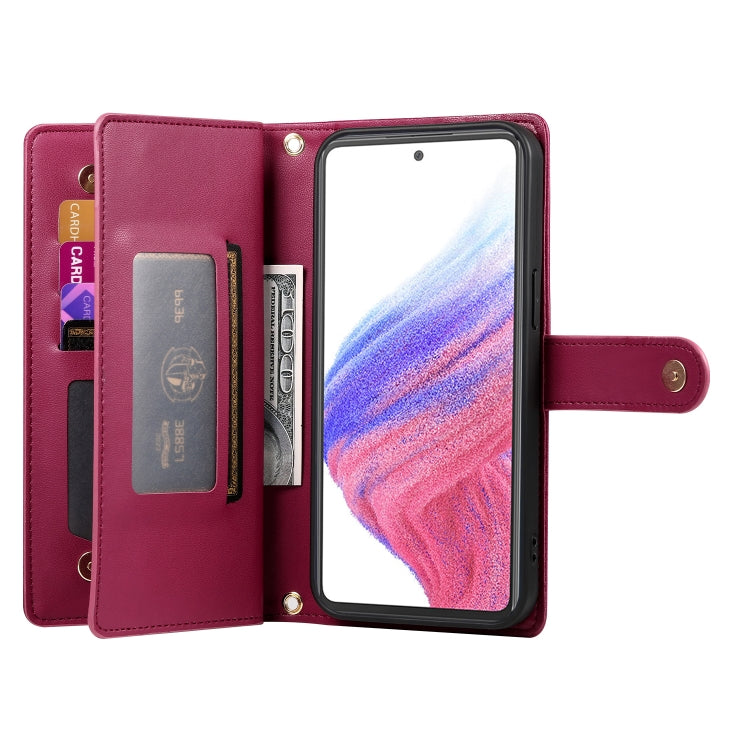 For Samsung Galaxy A53 5G Nine Card-slot Zipper Wallet Bag Leather Phone Case