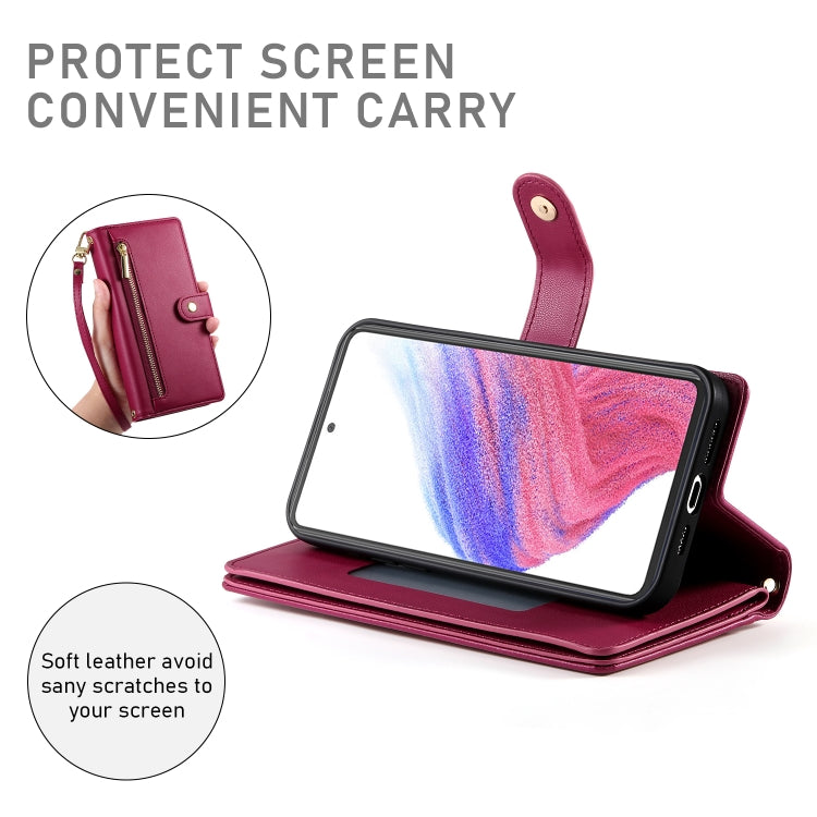 For Samsung Galaxy A53 5G Nine Card-slot Zipper Wallet Bag Leather Phone Case