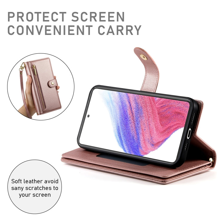 For Samsung Galaxy A53 5G Nine Card-slot Zipper Wallet Bag Leather Phone Case