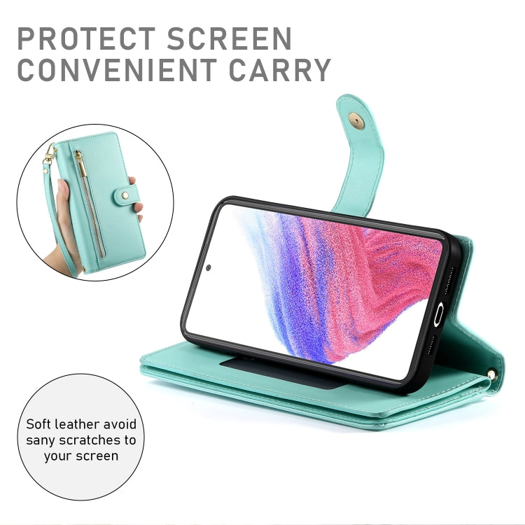 For Samsung Galaxy A53 5G Nine Card-slot Zipper Wallet Bag Leather Phone Case