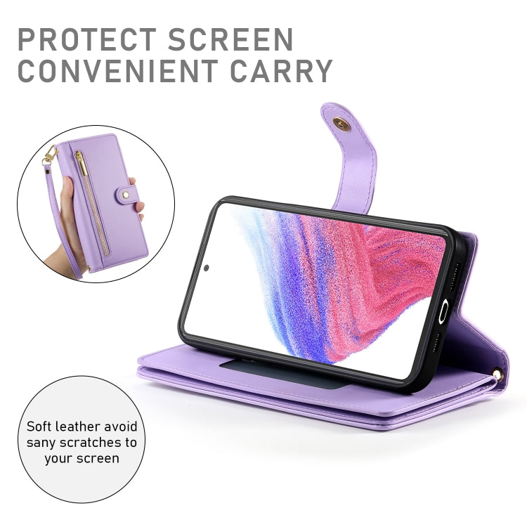 For Samsung Galaxy A53 5G Nine Card-slot Zipper Wallet Bag Leather Phone Case