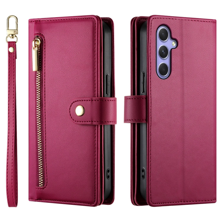 For Samsung Galaxy A54 5G Nine Card-slot Zipper Wallet Bag Leather Phone Case