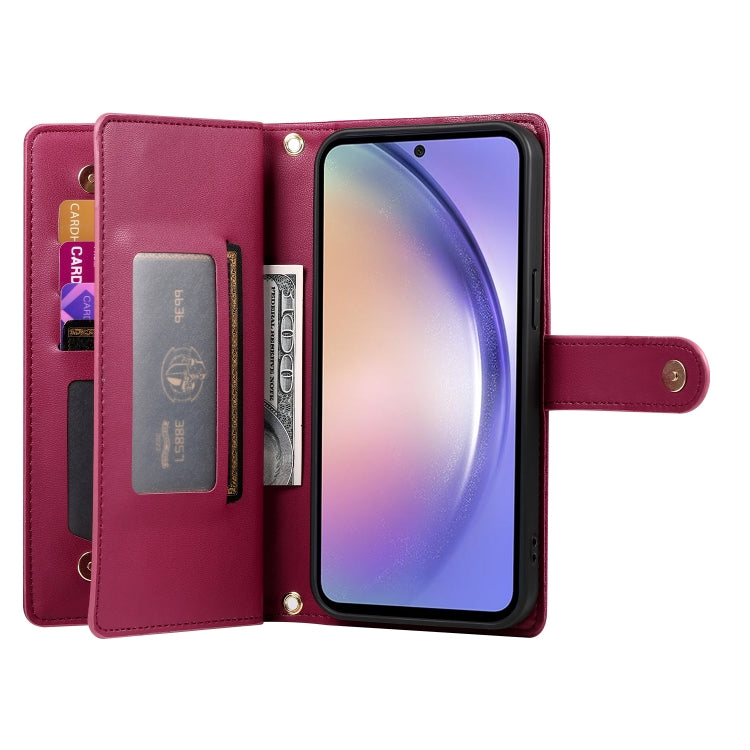 For Samsung Galaxy A54 5G Nine Card-slot Zipper Wallet Bag Leather Phone Case