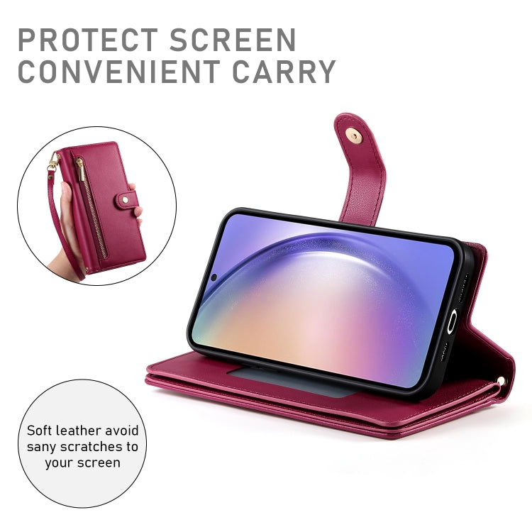 For Samsung Galaxy A54 5G Nine Card-slot Zipper Wallet Bag Leather Phone Case