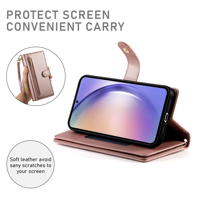 For Samsung Galaxy A54 5G Nine Card-slot Zipper Wallet Bag Leather Phone Case