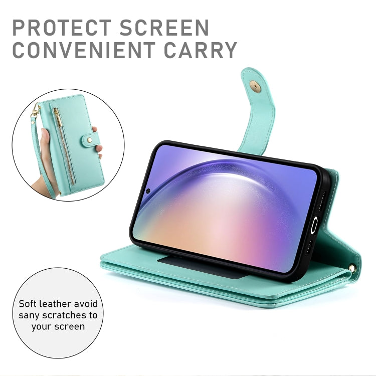 For Samsung Galaxy A54 5G Nine Card-slot Zipper Wallet Bag Leather Phone Case