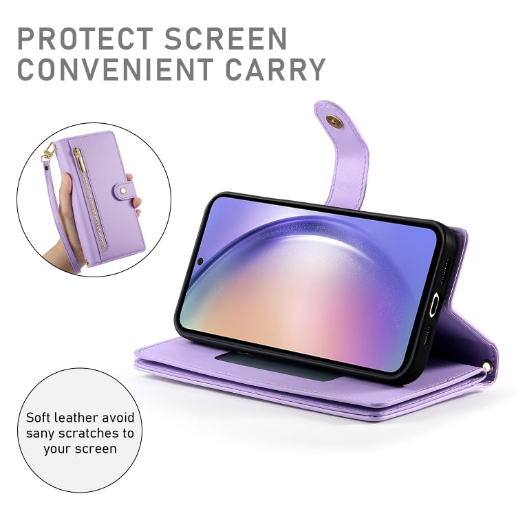 For Samsung Galaxy A54 5G Nine Card-slot Zipper Wallet Bag Leather Phone Case