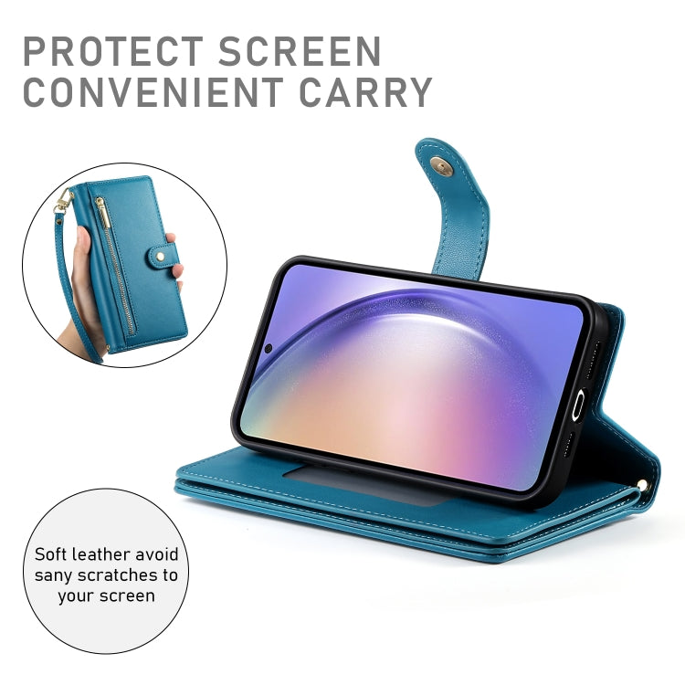 For Samsung Galaxy A54 5G Nine Card-slot Zipper Wallet Bag Leather Phone Case