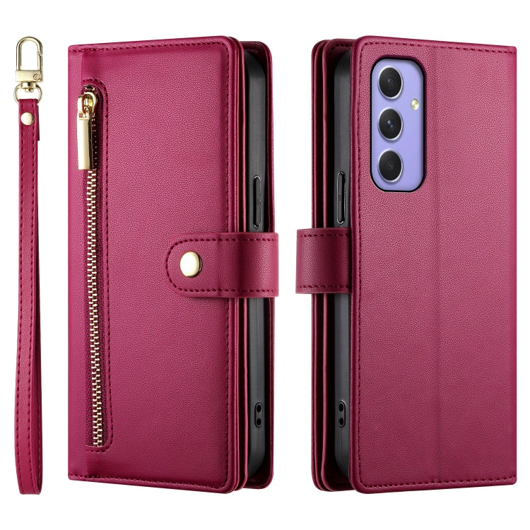 For Samsung Galaxy A55 Nine Card-slot Zipper Wallet Bag Leather Phone Case