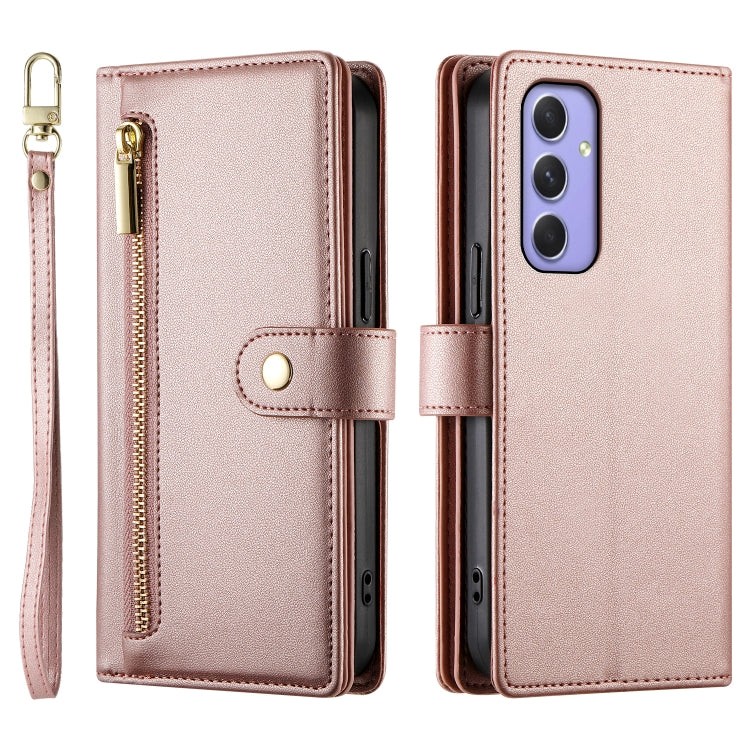 For Samsung Galaxy A55 Nine Card-slot Zipper Wallet Bag Leather Phone Case