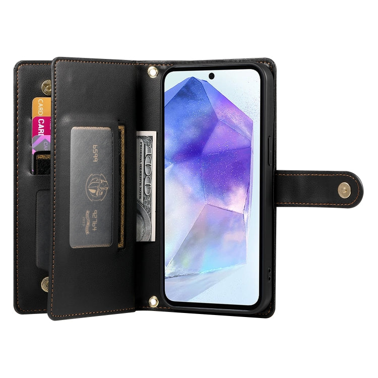 For Samsung Galaxy A55 Nine Card-slot Zipper Wallet Bag Leather Phone Case
