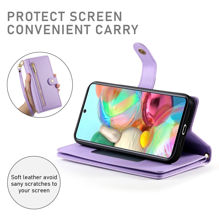 For Samsung Galaxy A71 4G Nine Card-slot Zipper Wallet Bag Leather Phone Case