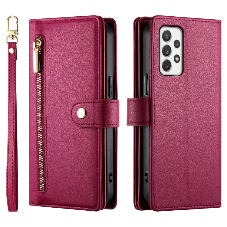 For Samsung Galaxy A72 5G / 4G Nine Card-slot Zipper Wallet Bag Leather Phone Case