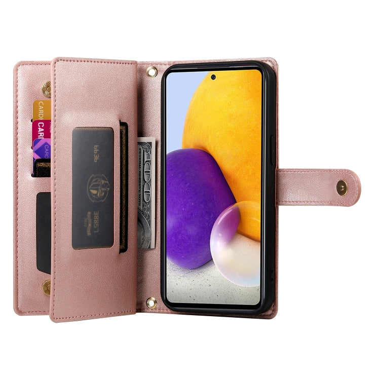 For Samsung Galaxy A72 5G / 4G Nine Card-slot Zipper Wallet Bag Leather Phone Case