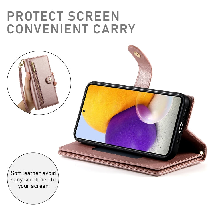 For Samsung Galaxy A72 5G / 4G Nine Card-slot Zipper Wallet Bag Leather Phone Case