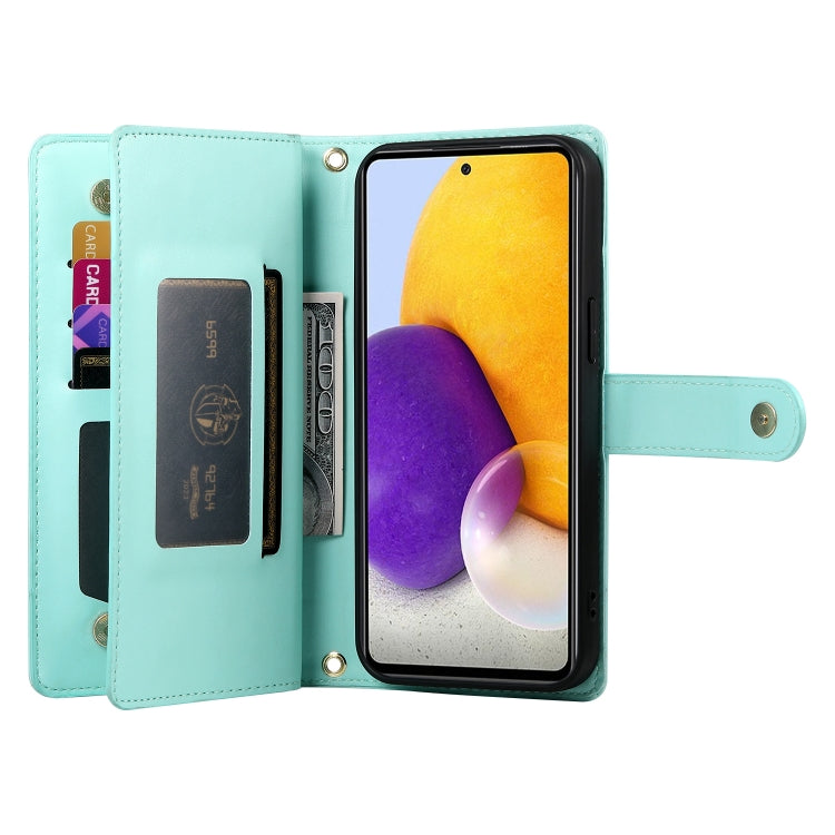 For Samsung Galaxy A72 5G / 4G Nine Card-slot Zipper Wallet Bag Leather Phone Case