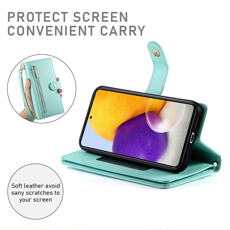 For Samsung Galaxy A72 5G / 4G Nine Card-slot Zipper Wallet Bag Leather Phone Case