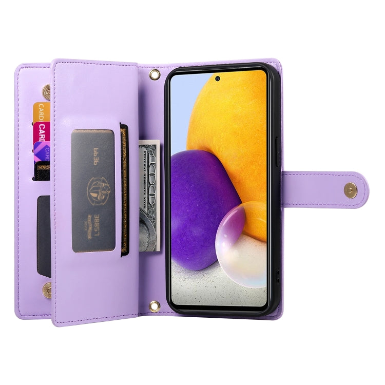 For Samsung Galaxy A72 5G / 4G Nine Card-slot Zipper Wallet Bag Leather Phone Case