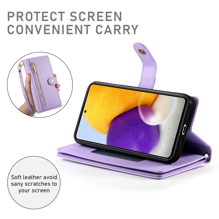 For Samsung Galaxy A72 5G / 4G Nine Card-slot Zipper Wallet Bag Leather Phone Case