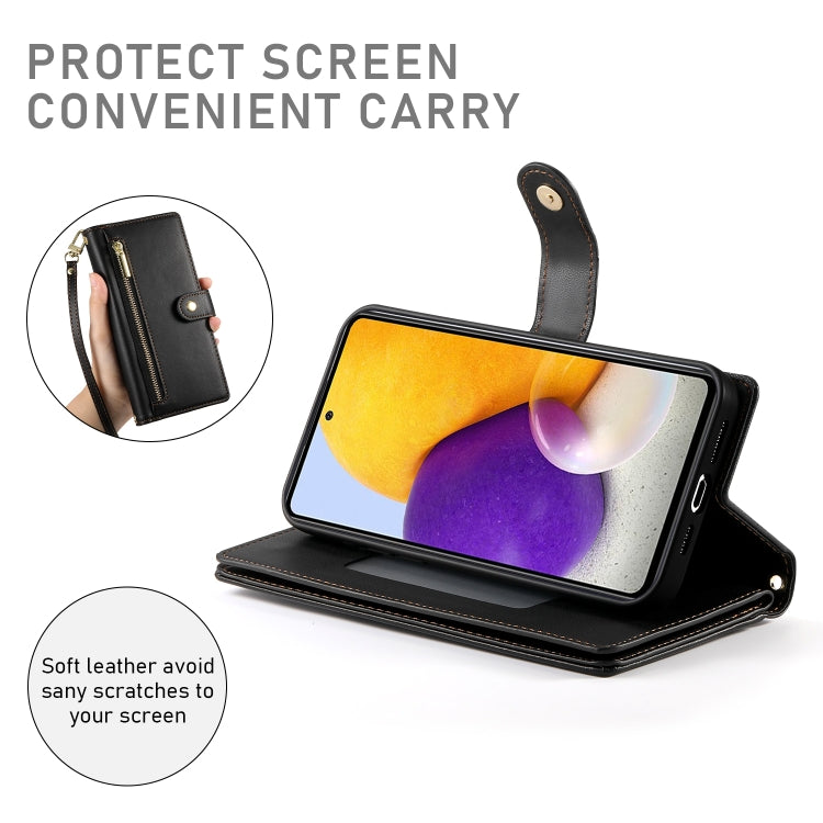 For Samsung Galaxy A72 5G / 4G Nine Card-slot Zipper Wallet Bag Leather Phone Case