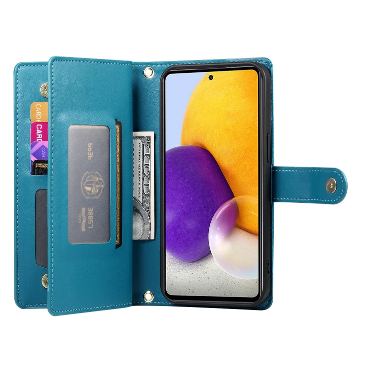 For Samsung Galaxy A72 5G / 4G Nine Card-slot Zipper Wallet Bag Leather Phone Case