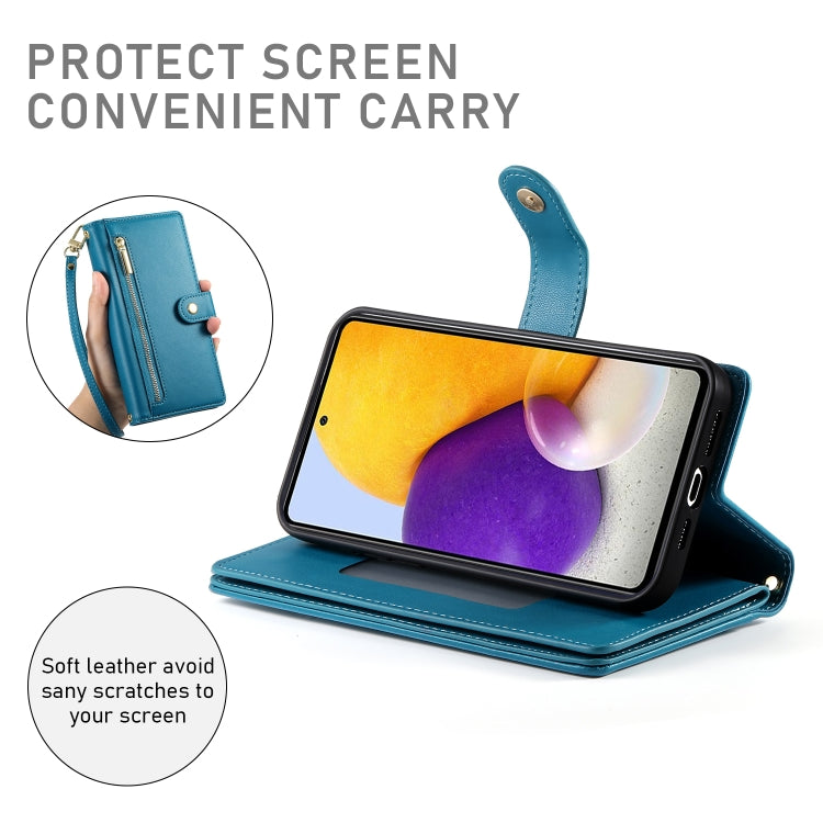 For Samsung Galaxy A72 5G / 4G Nine Card-slot Zipper Wallet Bag Leather Phone Case