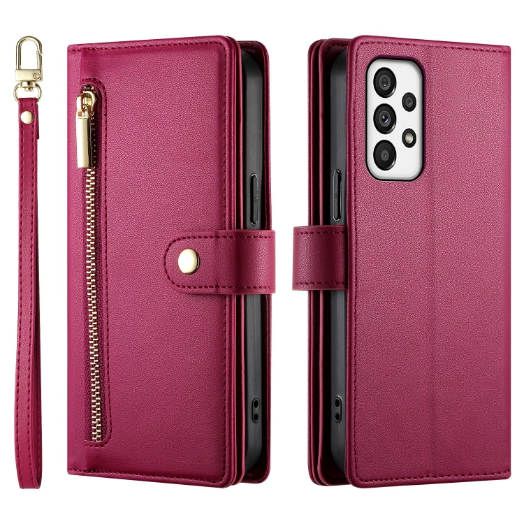 For Samsung Galaxy A73 5G Nine Card-slot Zipper Wallet Bag Leather Phone Case
