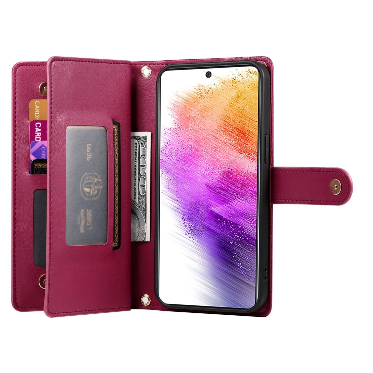 For Samsung Galaxy A73 5G Nine Card-slot Zipper Wallet Bag Leather Phone Case