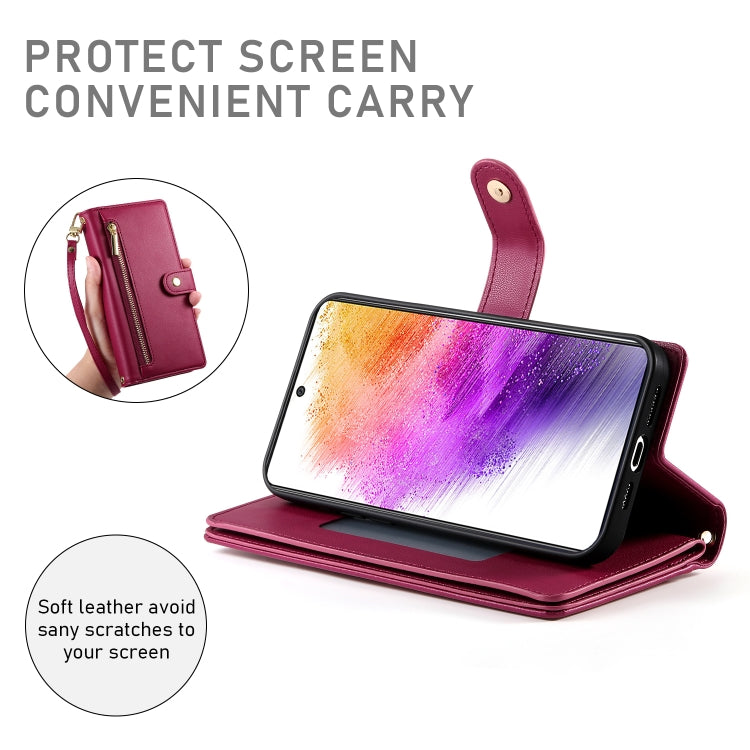 For Samsung Galaxy A73 5G Nine Card-slot Zipper Wallet Bag Leather Phone Case