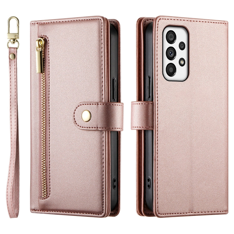 For Samsung Galaxy A73 5G Nine Card-slot Zipper Wallet Bag Leather Phone Case