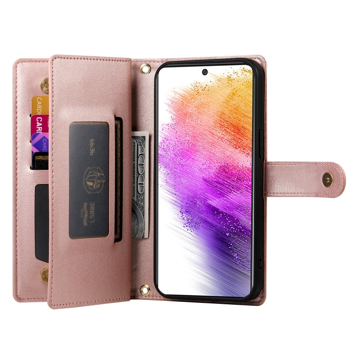 For Samsung Galaxy A73 5G Nine Card-slot Zipper Wallet Bag Leather Phone Case