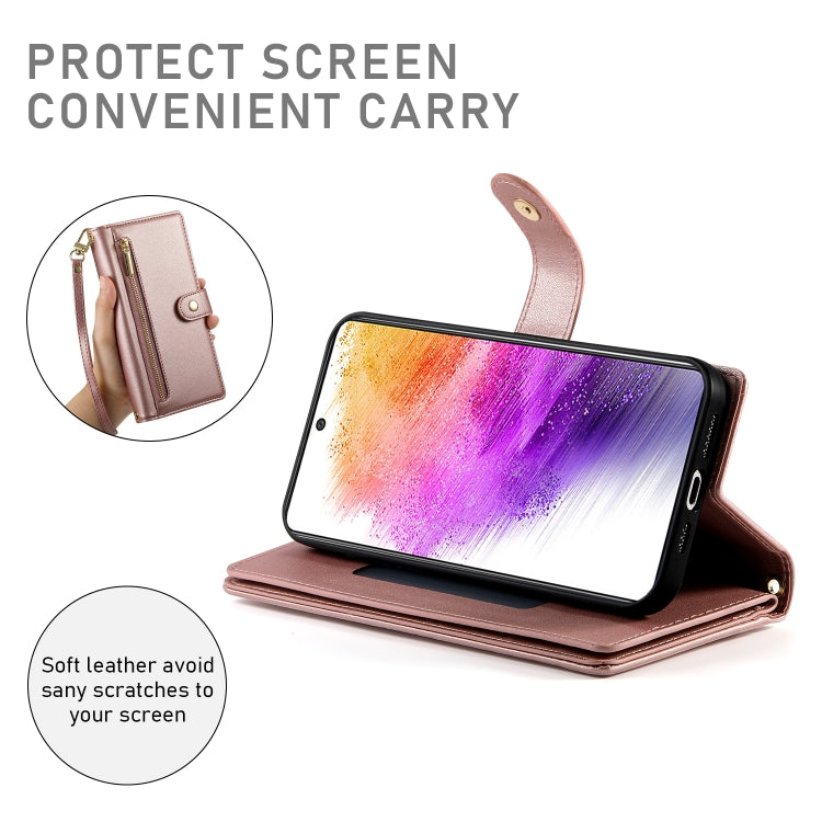 For Samsung Galaxy A73 5G Nine Card-slot Zipper Wallet Bag Leather Phone Case