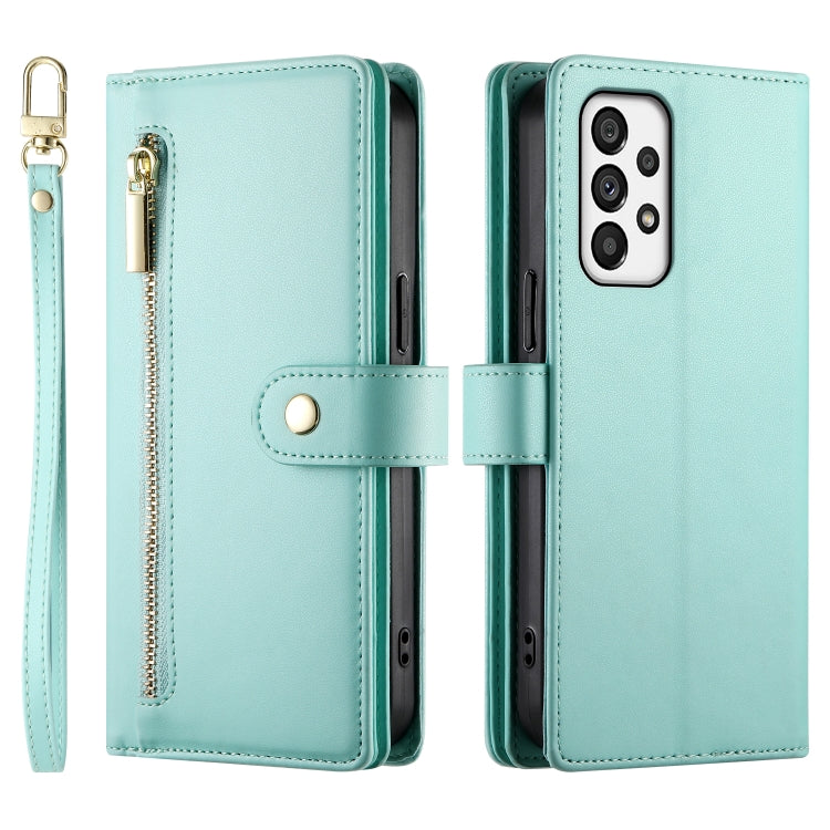 For Samsung Galaxy A73 5G Nine Card-slot Zipper Wallet Bag Leather Phone Case