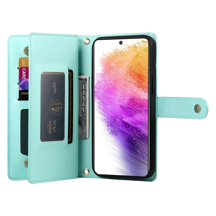 For Samsung Galaxy A73 5G Nine Card-slot Zipper Wallet Bag Leather Phone Case