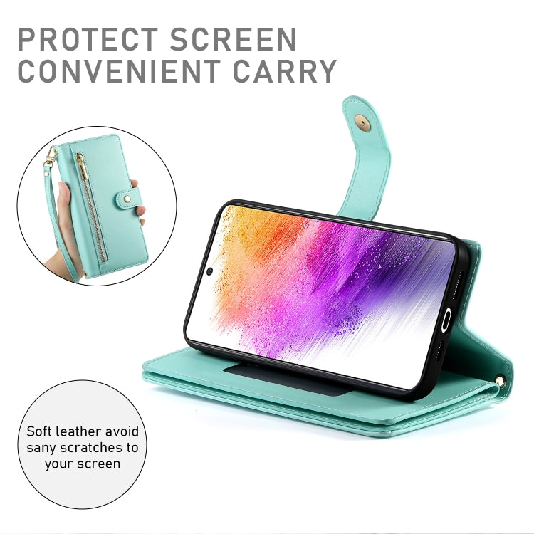 For Samsung Galaxy A73 5G Nine Card-slot Zipper Wallet Bag Leather Phone Case