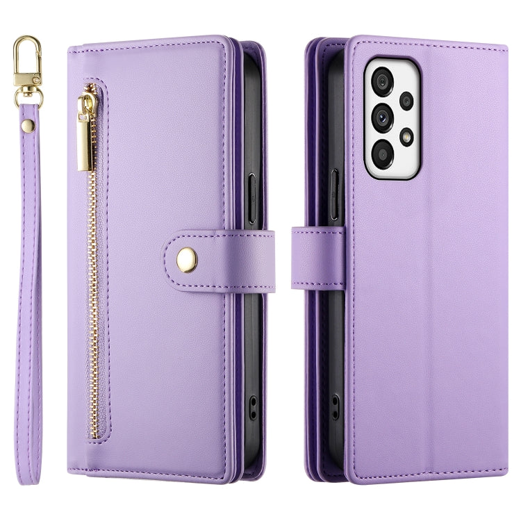 For Samsung Galaxy A73 5G Nine Card-slot Zipper Wallet Bag Leather Phone Case
