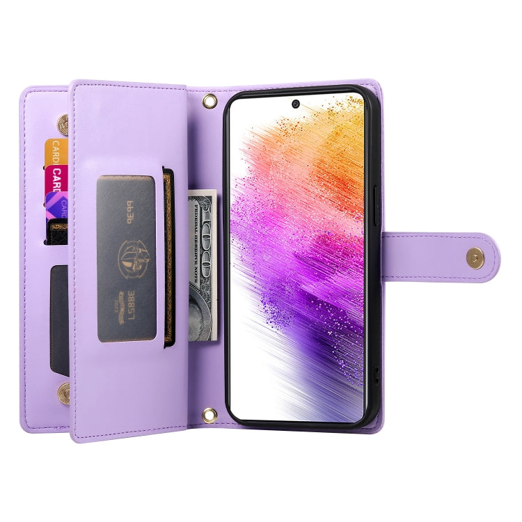 For Samsung Galaxy A73 5G Nine Card-slot Zipper Wallet Bag Leather Phone Case