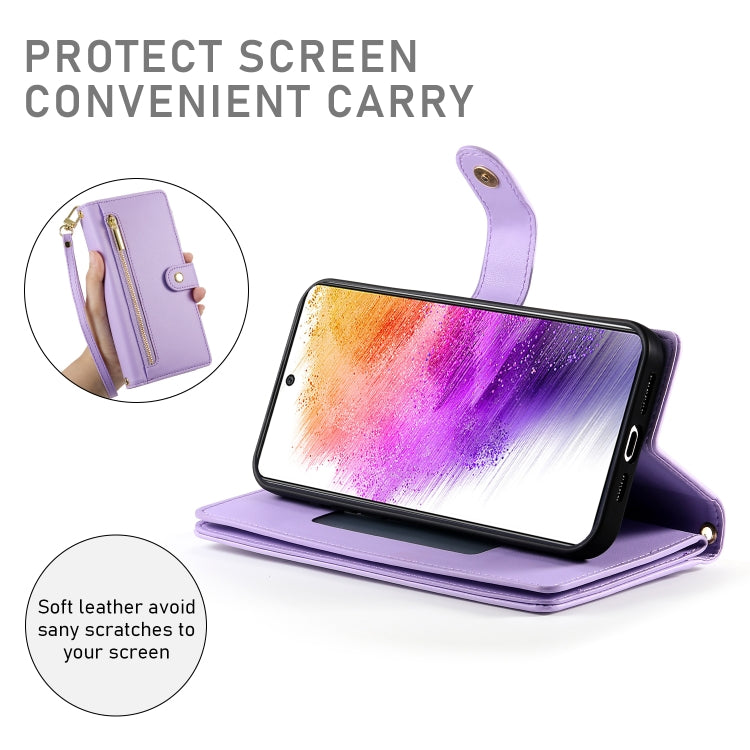 For Samsung Galaxy A73 5G Nine Card-slot Zipper Wallet Bag Leather Phone Case