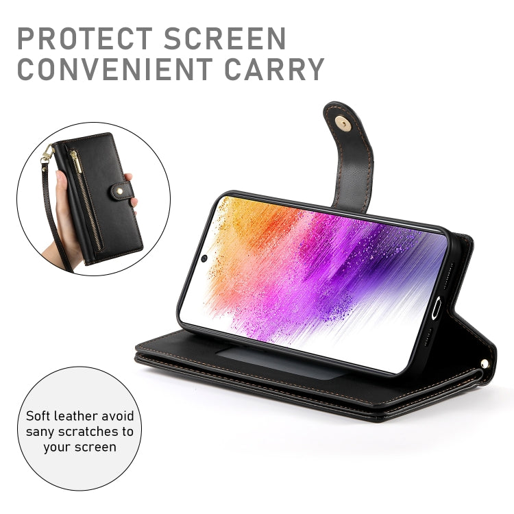 For Samsung Galaxy A73 5G Nine Card-slot Zipper Wallet Bag Leather Phone Case