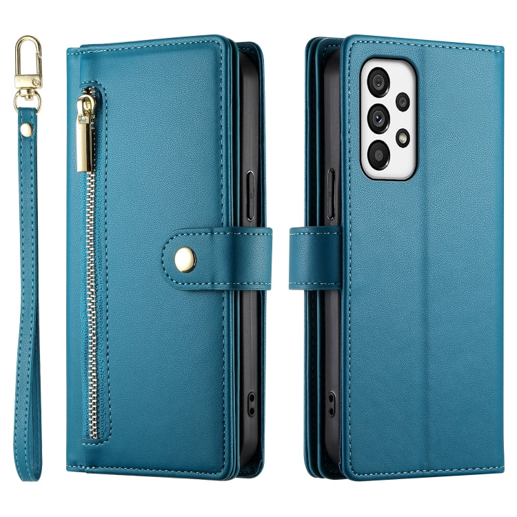 For Samsung Galaxy A73 5G Nine Card-slot Zipper Wallet Bag Leather Phone Case