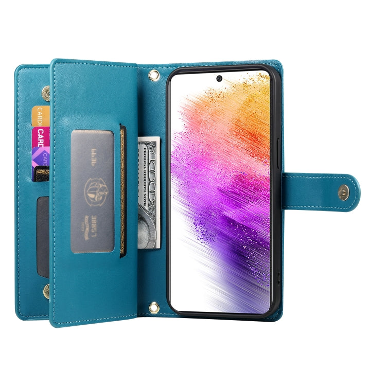 For Samsung Galaxy A73 5G Nine Card-slot Zipper Wallet Bag Leather Phone Case