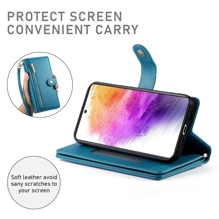 For Samsung Galaxy A73 5G Nine Card-slot Zipper Wallet Bag Leather Phone Case