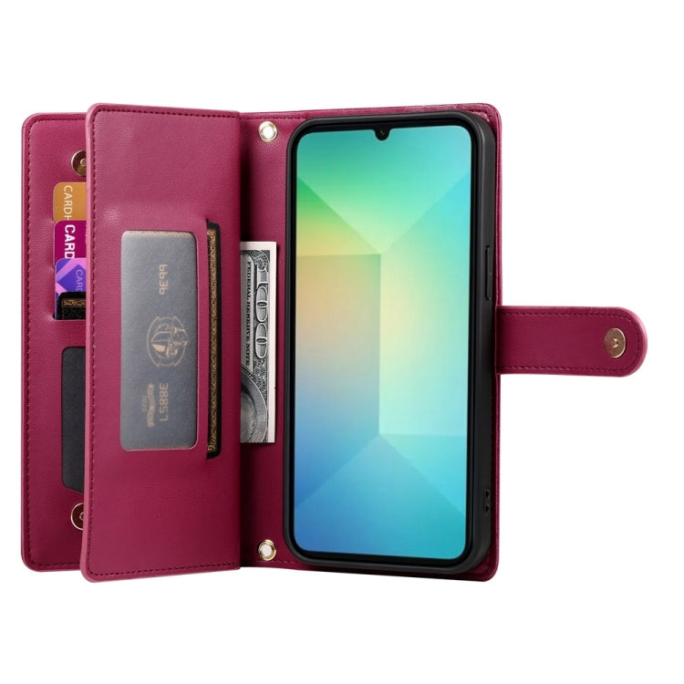 For Samsung Galaxy A06 / A07 4G Nine Card-slot Zipper Wallet Bag Leather Phone Case