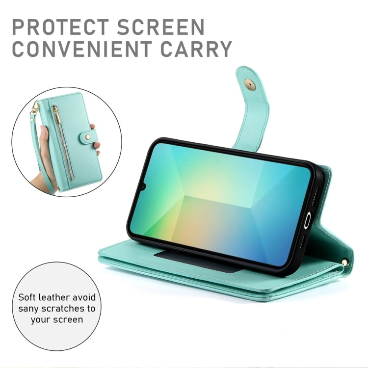 For Samsung Galaxy A06 / A07 4G Nine Card-slot Zipper Wallet Bag Leather Phone Case