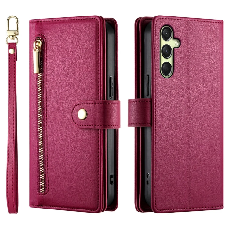 For Samsung Galaxy A16 Nine Card-slot Zipper Wallet Bag Leather Phone Case