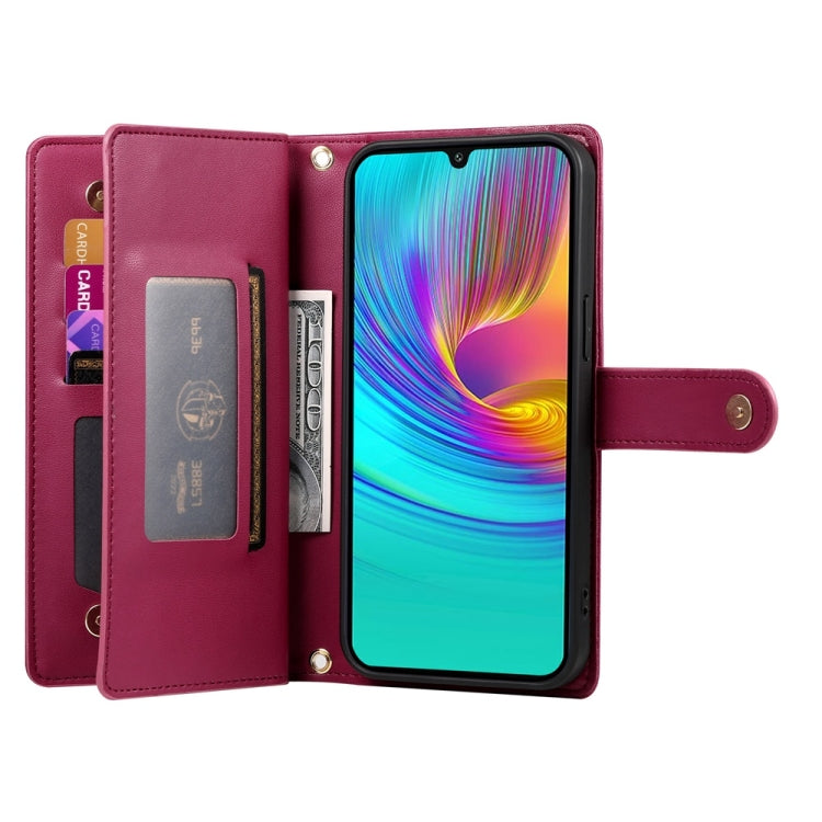 For Samsung Galaxy A16 Nine Card-slot Zipper Wallet Bag Leather Phone Case