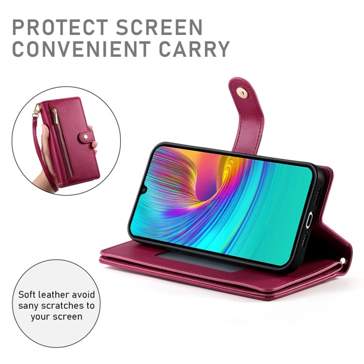For Samsung Galaxy A16 Nine Card-slot Zipper Wallet Bag Leather Phone Case