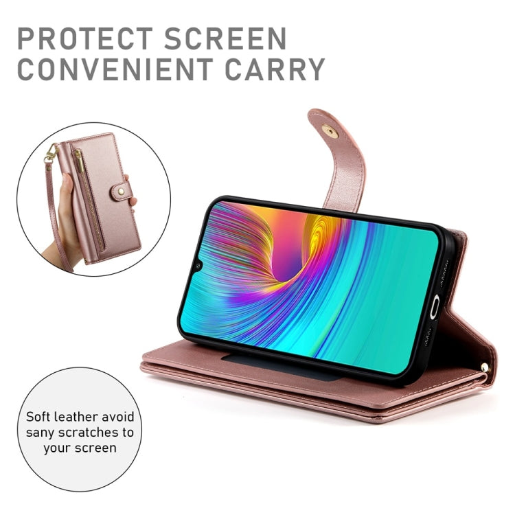 For Samsung Galaxy A16 Nine Card-slot Zipper Wallet Bag Leather Phone Case