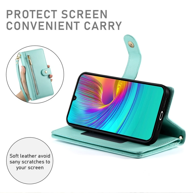 For Samsung Galaxy A16 Nine Card-slot Zipper Wallet Bag Leather Phone Case