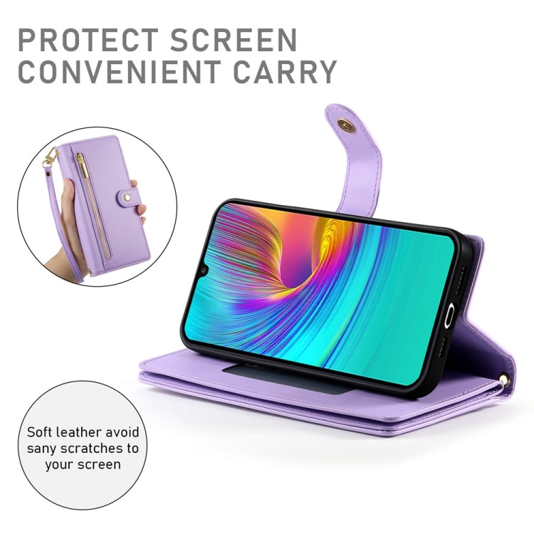 For Samsung Galaxy A16 Nine Card-slot Zipper Wallet Bag Leather Phone Case